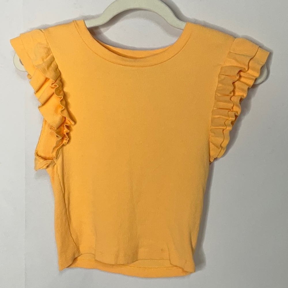 Zara Kids Ruffle Sleeve Top - Bright Orange -Yellow Size Medium